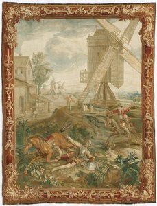 Don Quixote kämpft gegen die Windmühle von Workshop of Urbanus Leyniers and Daniel Leyniers II 1669–1728 Workshop of Urbanus Leyniers and Daniel Leyniers II 1669–1728